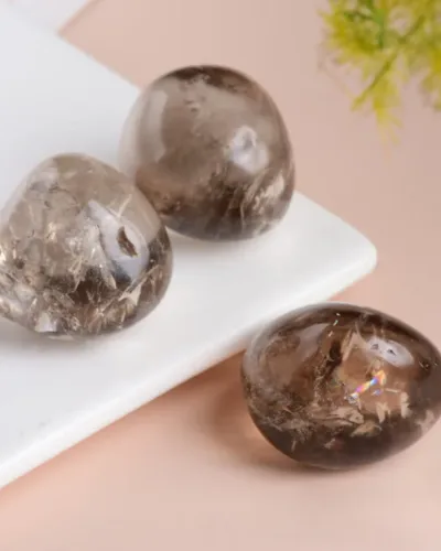 Clear Brown Smoky Quartz Tumbled Rocks Bulk