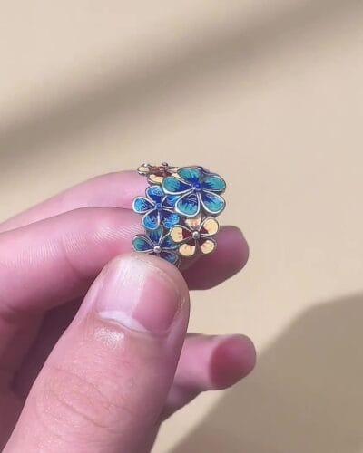 Copper Blue Flower Womens Fashion Rings 4