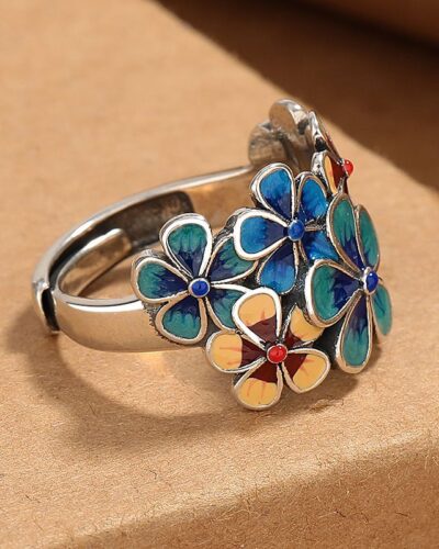 Alternativní pohled na Copper Blue Flower Women's Fashion Rings