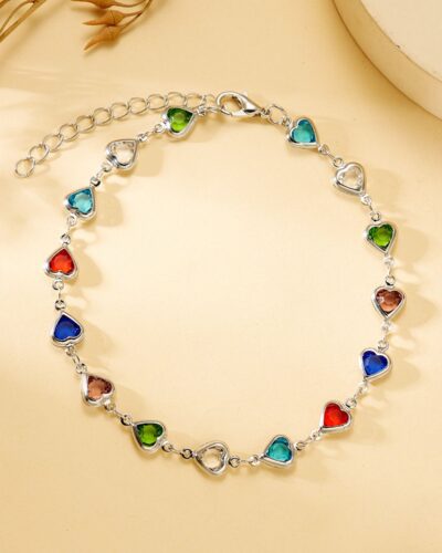 Fashion Plating Bracelet with Colorful Heart Design