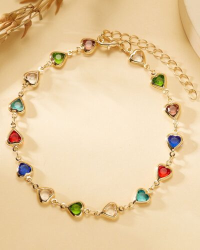 Fashion Plating Bracelet with Colorful Heart Design