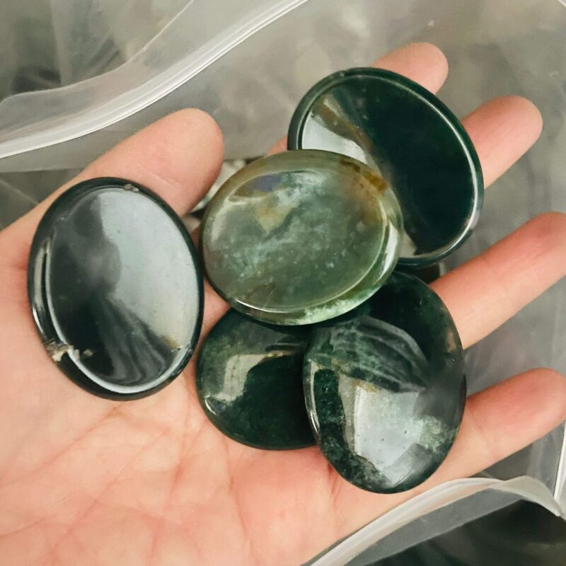 Green Moss Agate Holding Stones Display Gift