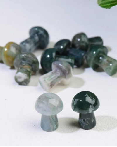 Green Moss Agate Mushroom Energy Pendant