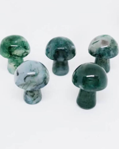 Green Moss Agate Mushroom Energy Pendant