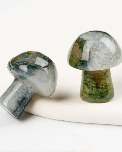 Green Moss Agate Mushroom Energy Pendant