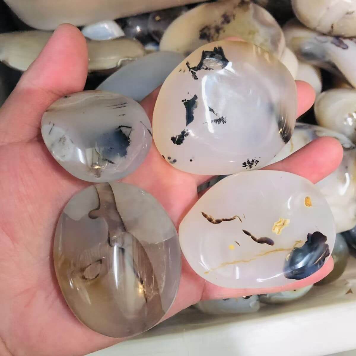 Irregular Ocean Chalcedony Crystal Worry Rock