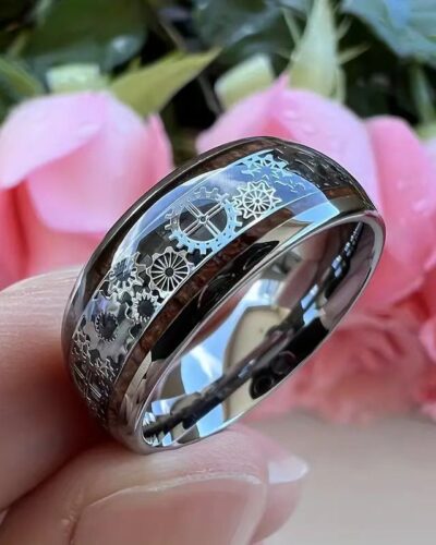 Vue alternative de Men's Steel Ring with Gear Design Wholesale