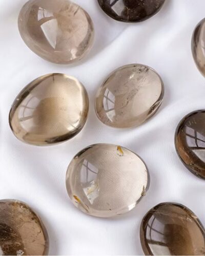 Natural Clear Light Smoky Quartz Palm Stone