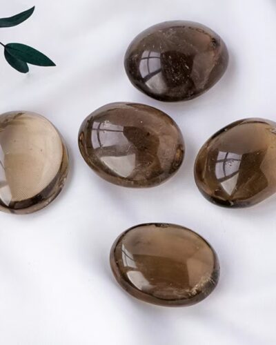 Natural Clear Light Smoky Quartz Palm Stone