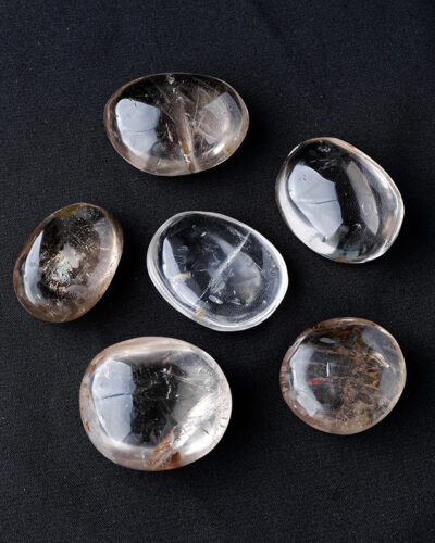 Natural Clear Light Smoky Quartz Palm Stone