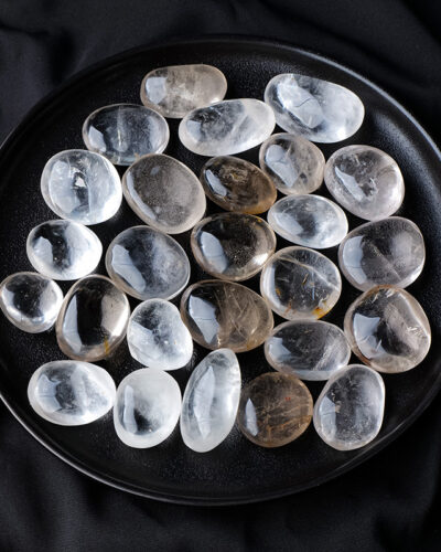 Natural Clear Light Smoky Quartz Palm Stone