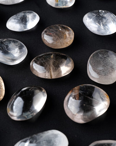 Natural Clear Light Smoky Quartz Palm Stone