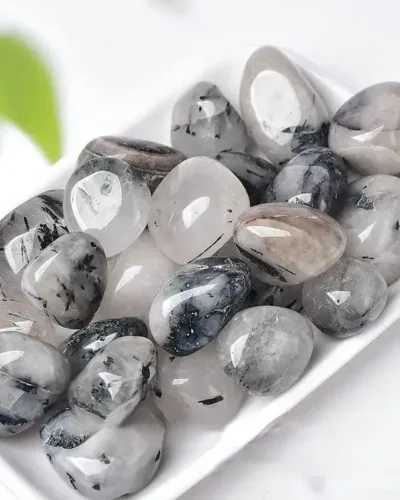 Polished Natural Black Tourmaline Tumbling Rocks