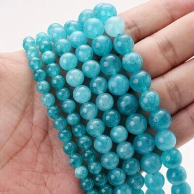 Alternative view of Round Amazonite Beads for Jewelry Making Bulk