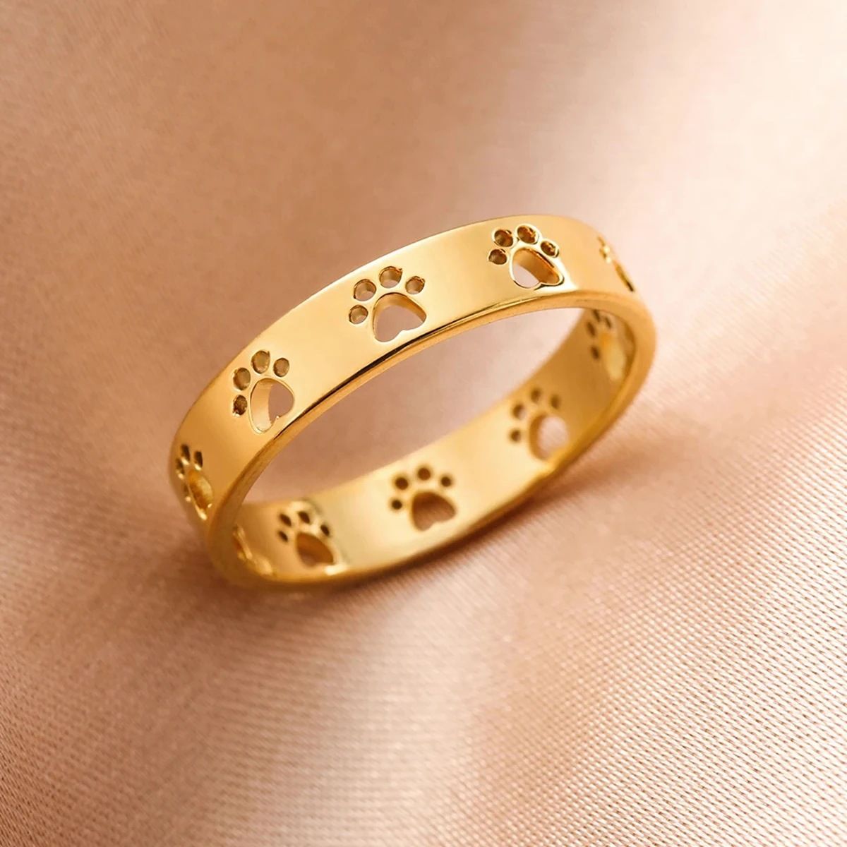 Stainless Rings for Women with Pet Paw Design
