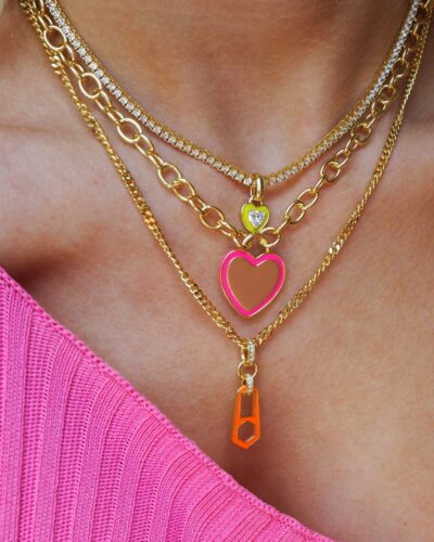 Stainless Steel Choker with Heart Zircon Design