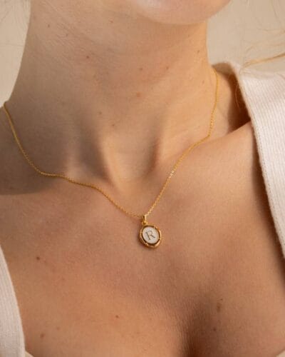 Stainless Steel Letter Necklace Gold Plated Wholesale 1