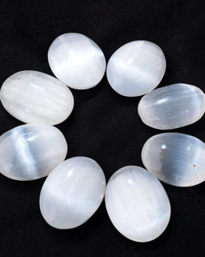 White Selenite Ball Palm Calming Stones Bulk