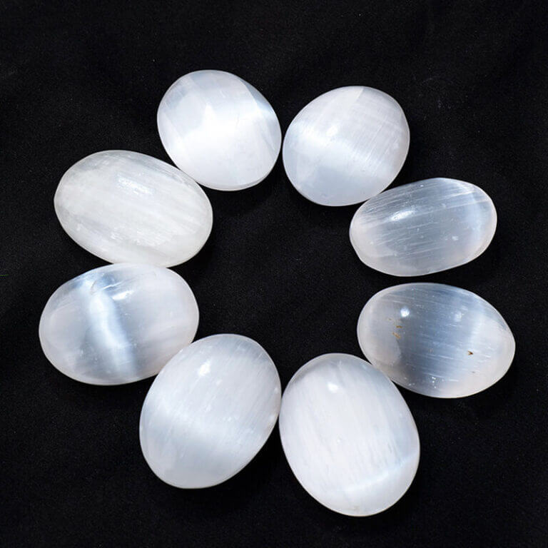 White Selenite Ball Palm Calming Stones Bulk