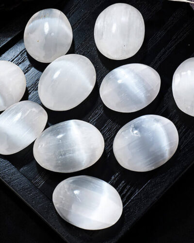 White Selenite Ball Palm Calming Stones Bulk