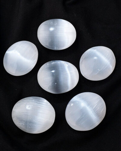 White Selenite Ball Palm Calming Stones Bulk