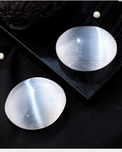 White Selenite Ball Palm Calming Stones Bulk