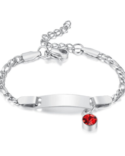 Stainless Steel Birthstone Charm Bracelet for Children