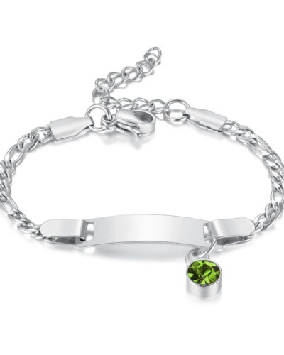 Stainless Steel Birthstone Charm Bracelet for Children