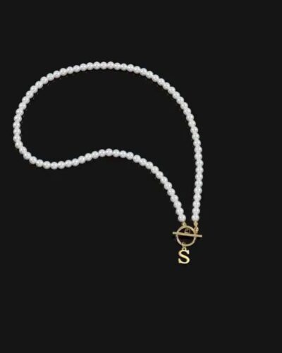 Vaihtoehtoinen näkymä 26 Letters Stainless Steel Pearl Beads Necklace with OT Buckle:stä