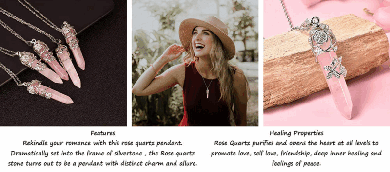 Hexagonal Crystal Necklace Gemstone Pendant Wrapped with Flower Bulk