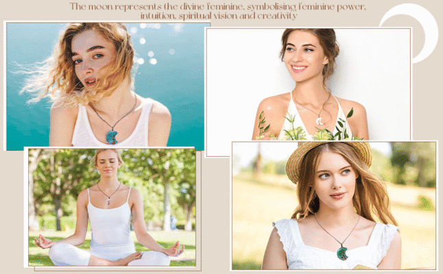 Healing Moon Crystal Necklace Wrapped with Tree of Life Bulk