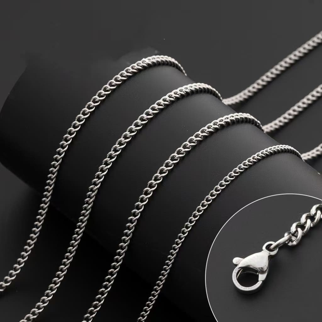 3 3mm Simple Thin Curb Chain Necklace for Men Women