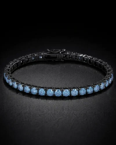 3-5mm Hip-Hop Black Royal Blue Moissanite Tennis Bracelet for Men