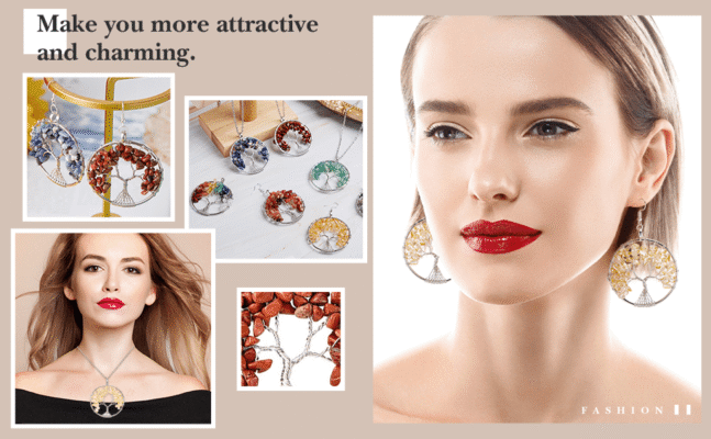 6 Colors Tree of Life Pendant Crystal Necklaces Bulk