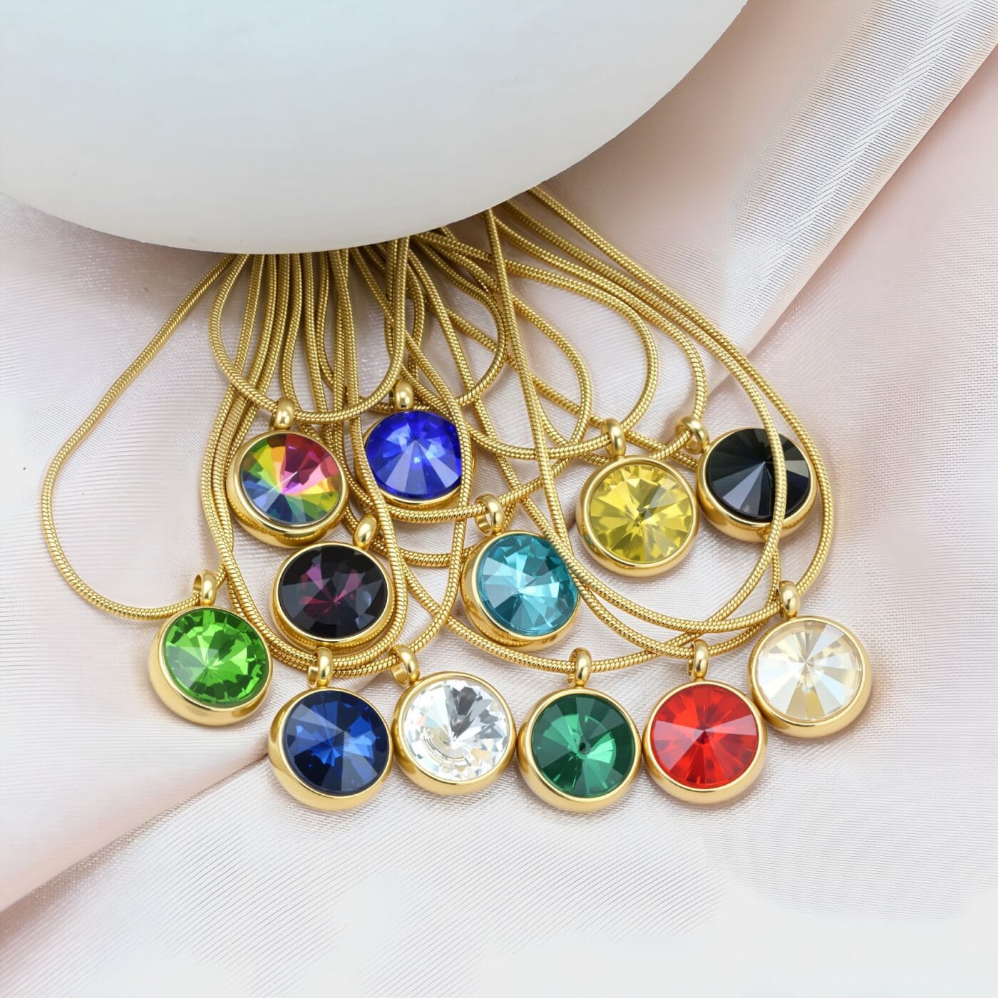 3 Delicate 18K Gold Plated Family Birthstone Necklace Pendant