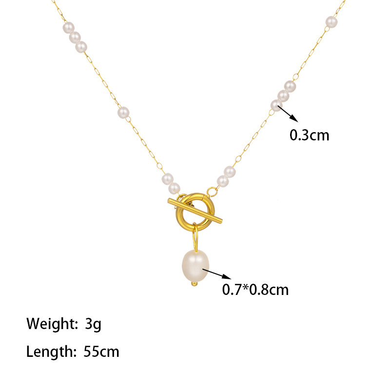 3 Elegant Baroque Pearl Pendant Necklace Long Rice Pearl Chain