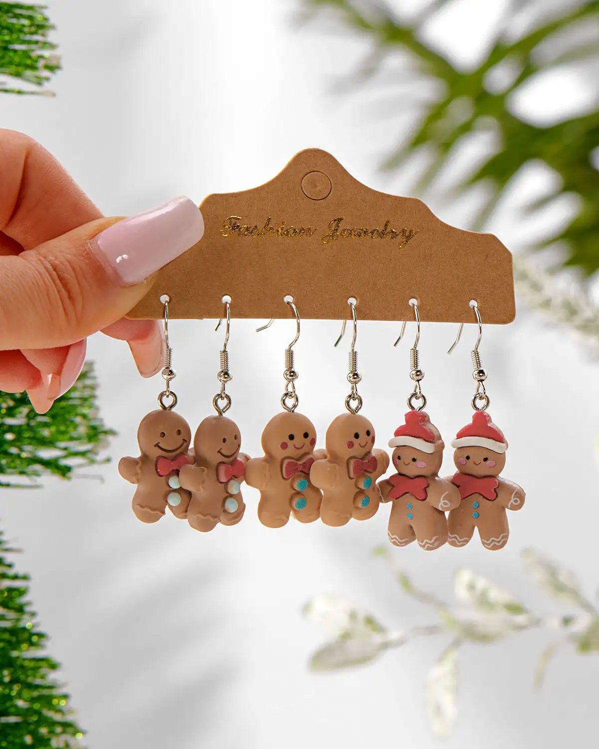 3-Pair Cute Christmas Gingerbread Earrings Set - Image 5