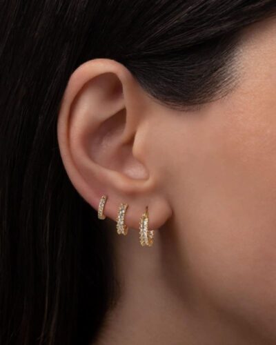 3Pcs 14k Gold Plated Huggie Earrings Hoops Set