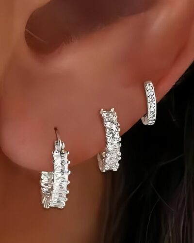 3 Pairs 14K Gold Plated Huggie Earrings Hoops Set