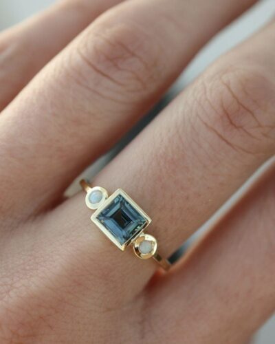 3Pcs Vintage Blue Zircon Dainty Stackable Rings Set Wedding Band