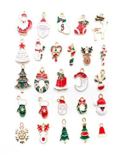 30-50Pcs Enamel Christmas Charms for Crafts DIY Making