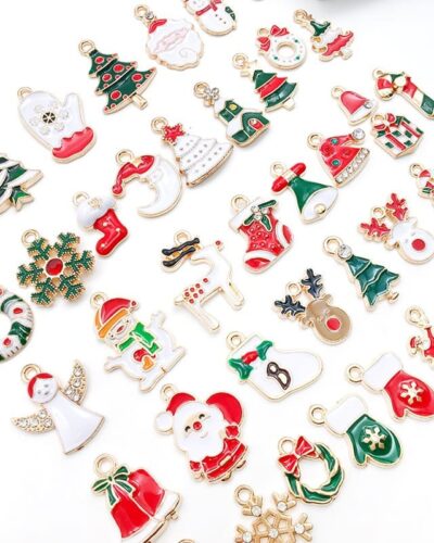 30-50Pcs Enamel Christmas Charms for Crafts DIY Making