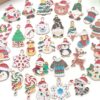 30-50Pcs Enamel Christmas Charms for Crafts DIY Making