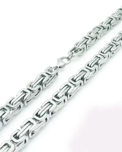 304 Stainless Steel Byzantine Chain Necklace and Bracelet Set for Men 5