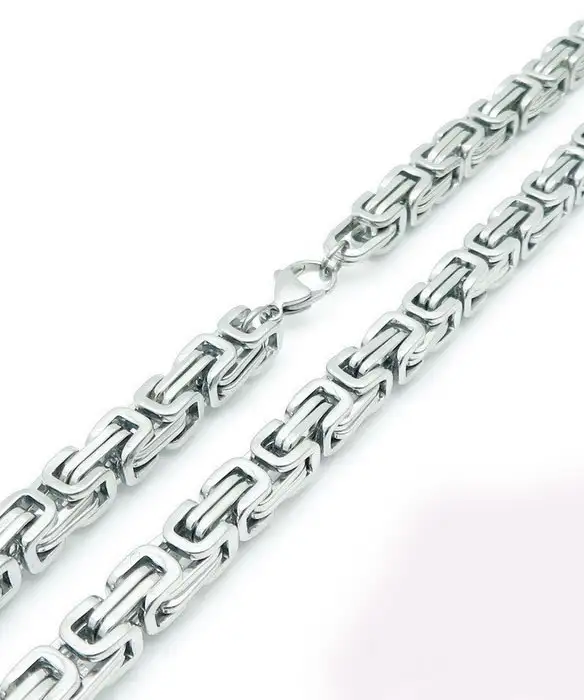304 Stainless Steel Byzantine Chain Necklace and Bracelet Set - Image 7