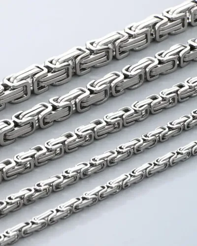 304 Stainless Steel Byzantine Chain Necklace and Bracelet Set