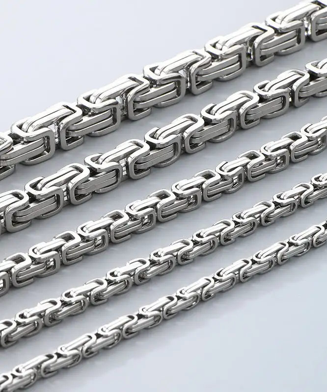 304 Stainless Steel Byzantine Chain Necklace and Bracelet Set