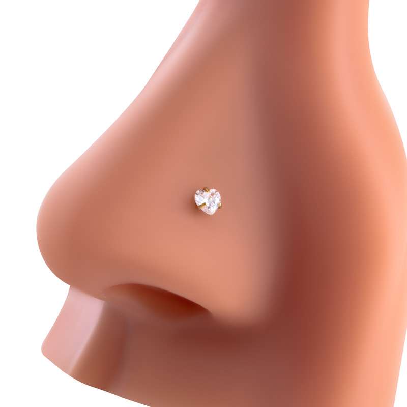 3mm Heart Zirconia S-Shaped Nose Piercing Labret - Imagen 2