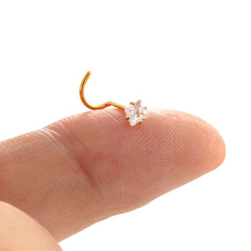 3mm Heart Zirconia S-Shaped Nose Piercing Labret - Imagen 3