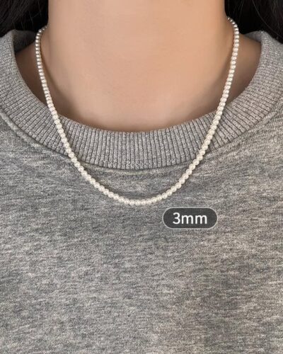 Minimalist 8MM White Pearl Necklace Stackable